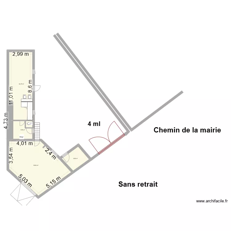 plan chemin de la mairie ouverture sans retrait. Plan de 