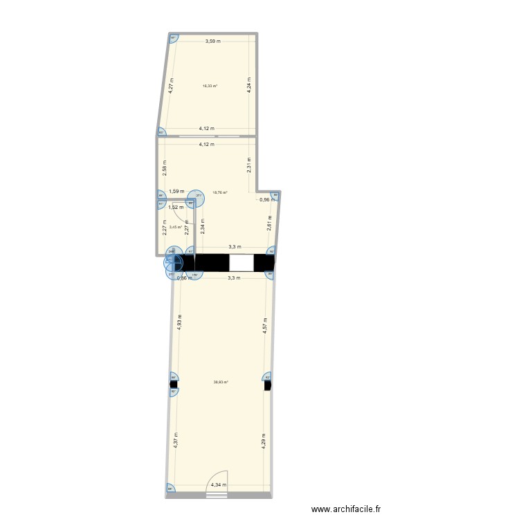 creperie elec cotes murs. Plan de 4 pièces et 77 m2