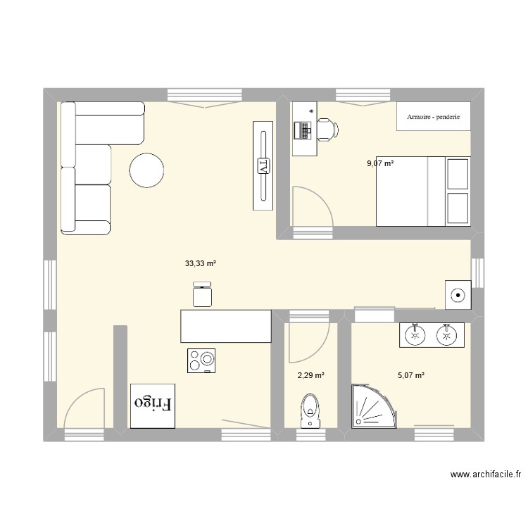 APPART TPVC. Plan de 4 pièces et 50 m2