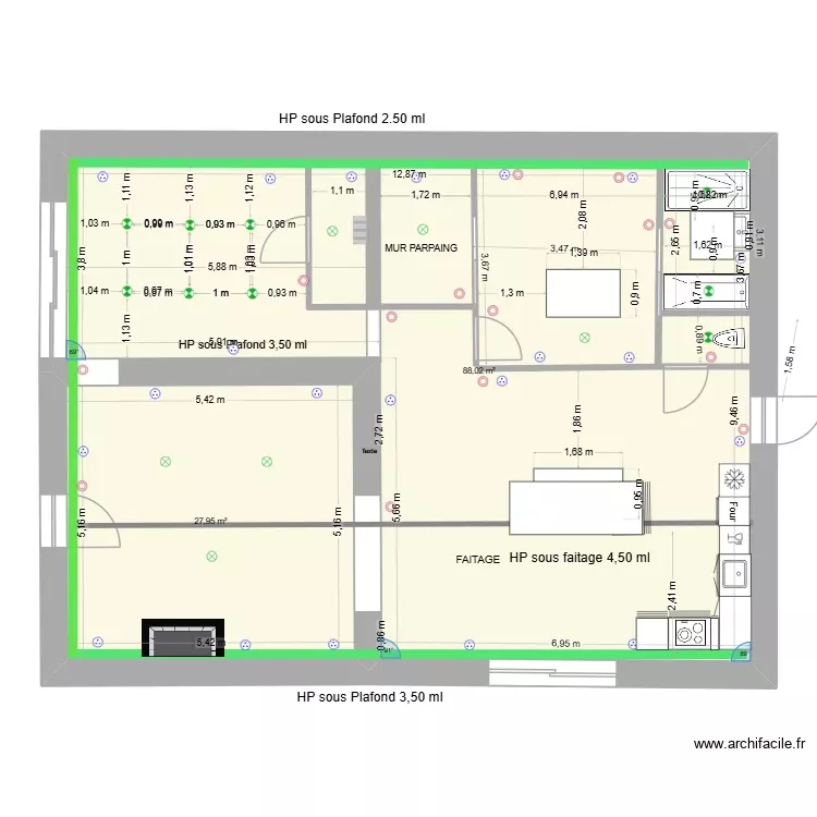 104 B+ elec+velux+cuisine plan250x100. Plan de 2 Pièces et 116 m² 104 B+ elec+velux+cuisine plan250x100. Plan de 2 Pièces et 116 m²