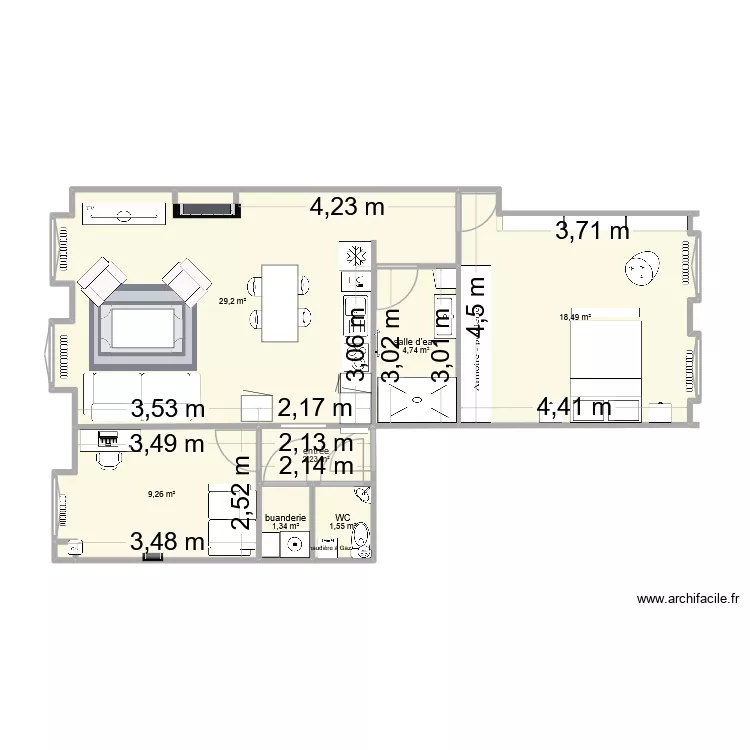 appartement r&eacute;nov&eacute; 3. Plan de 8  et 67 m²
