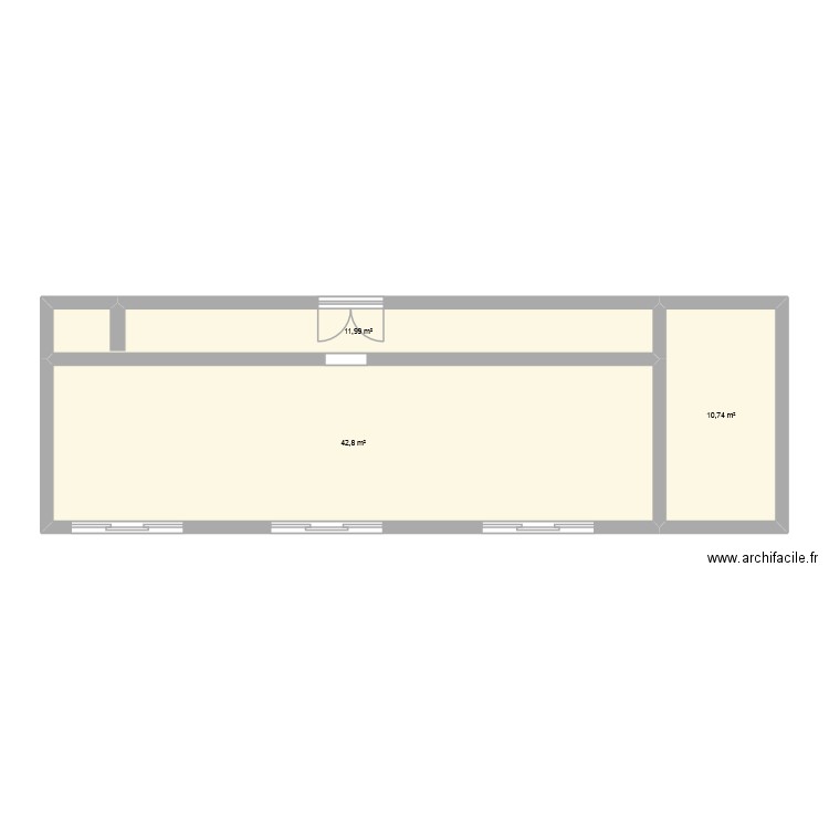 longere. Plan de 3 pièces et 66 m2