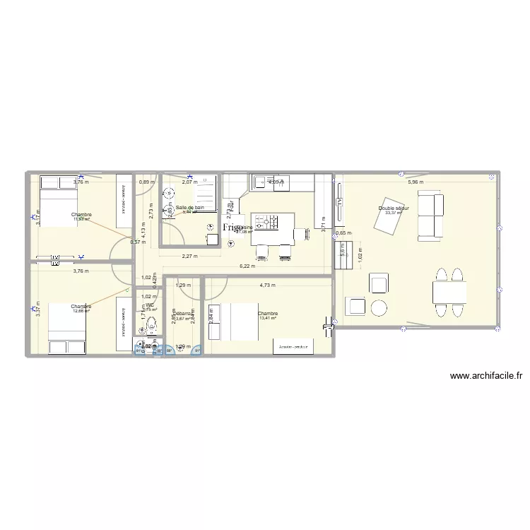 appart garage 1.2. Plan de 9  et 104 m²