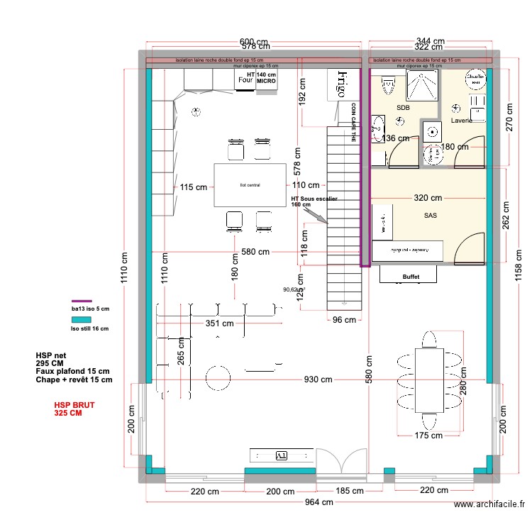 Levis St Nom Rdch V1. Plan de 14 pièces et 206 m2