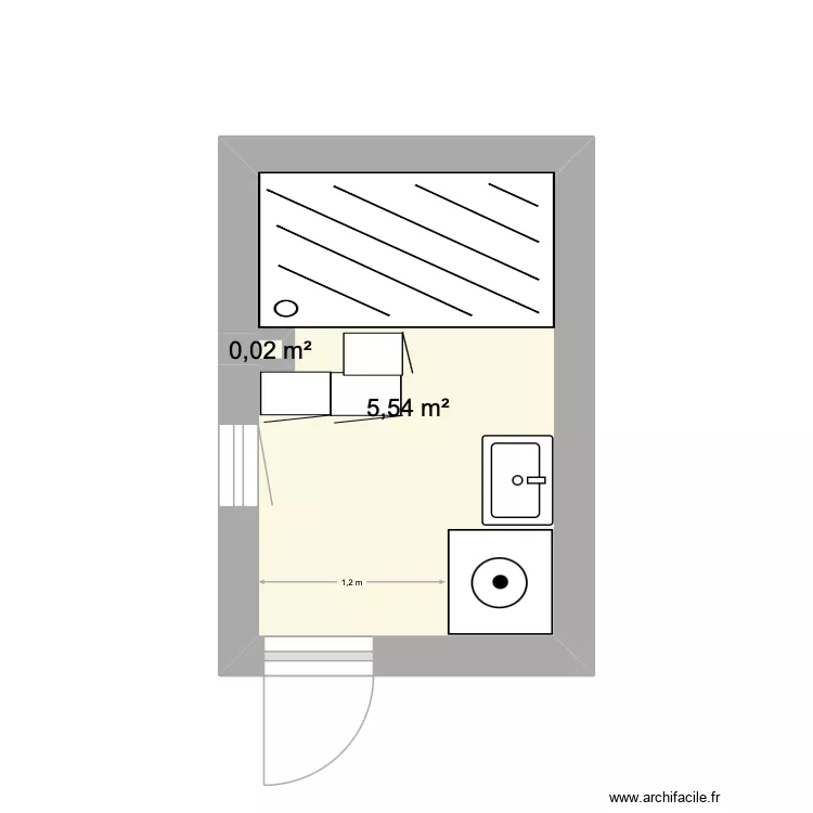 Salle d'eau. Plan de 2 et 6 m² Salle d'eau. Plan de 2 et 6 m²