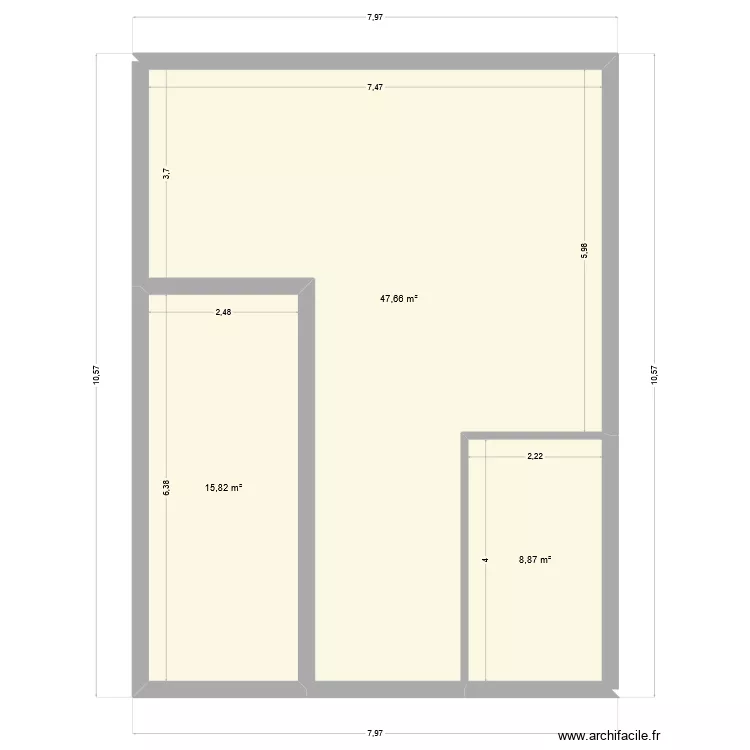 MAISON. Plan de 3  et 72 m²