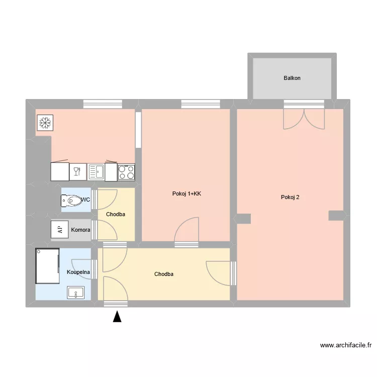 N&aacute;měst&iacute; Boženy Němcov&eacute; 659 byt 6 OV. Plan de 12 Pièces et 62 m²