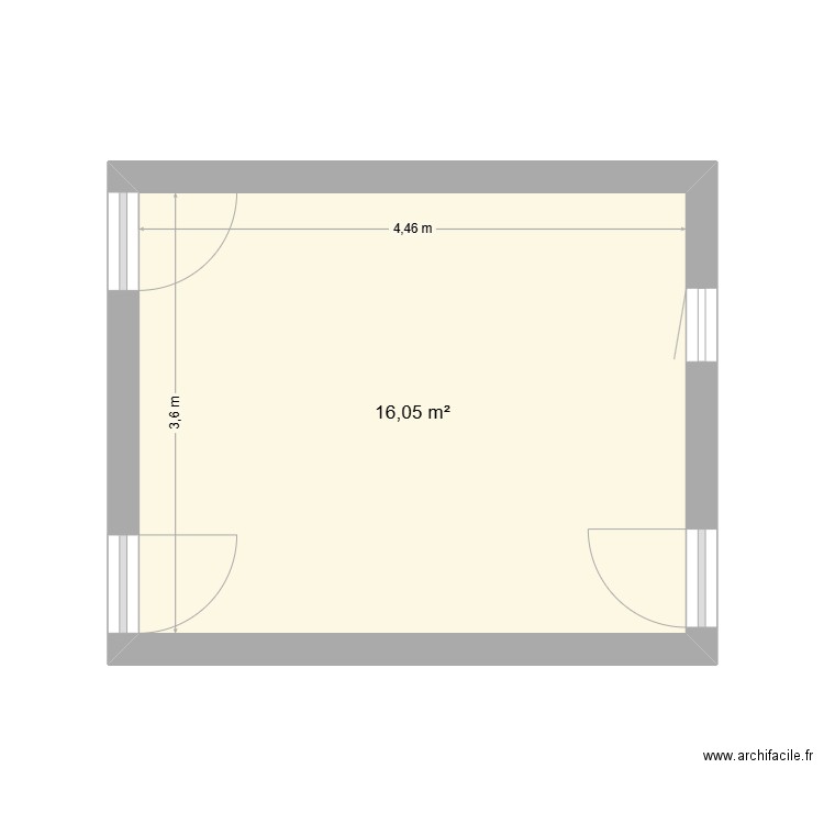 oli. Plan de 1 pièce et 16 m2