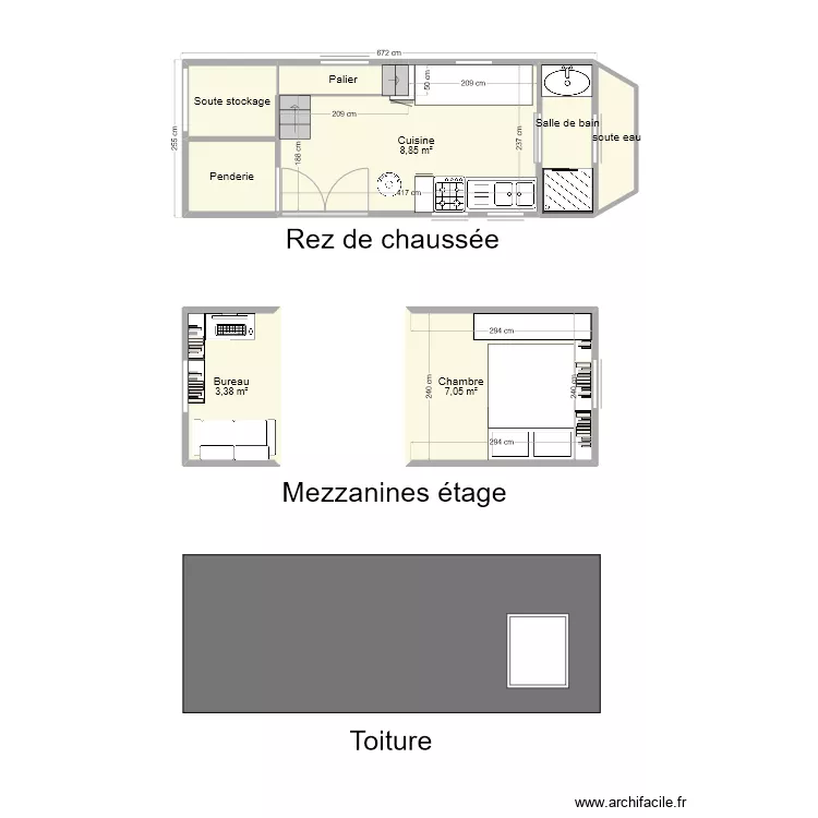 Tiny house. Plan de 