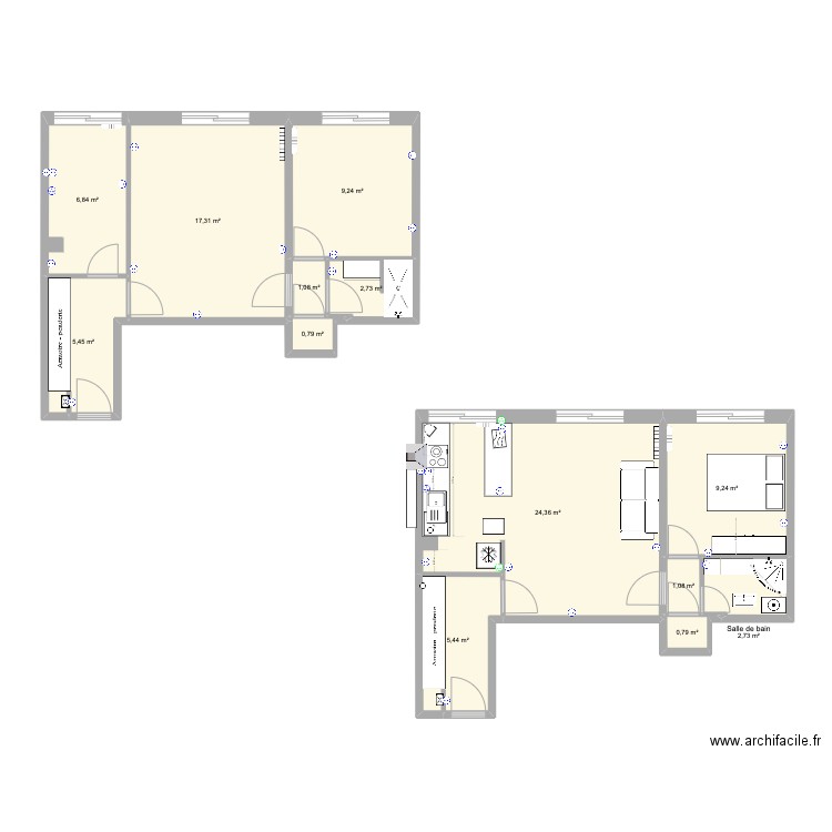 Le Joal V2 copie. Plan de 13 pièces et 87 m2