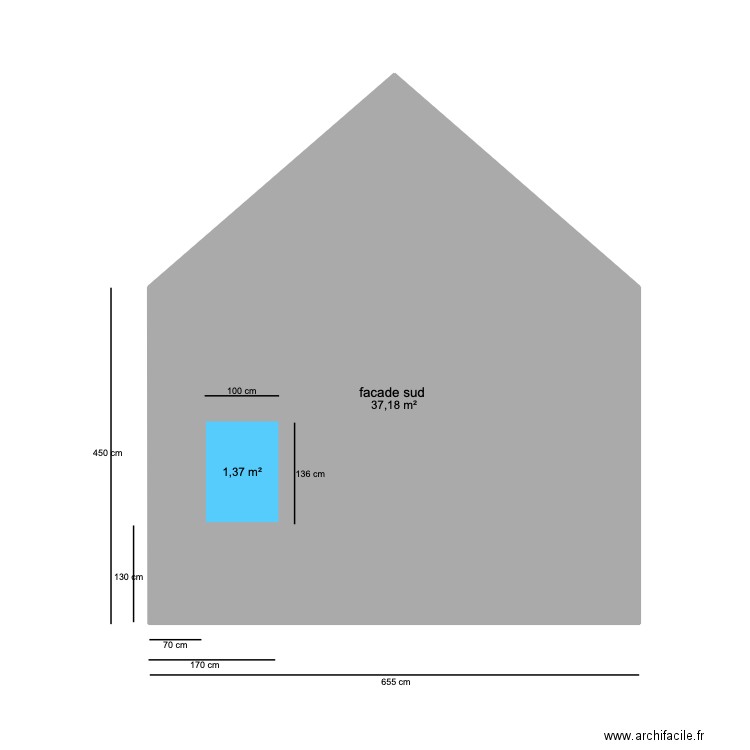 facade sud. Plan de 0 pièce et 0 m2