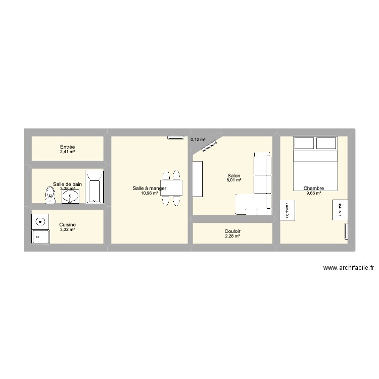 Aubervilliers. Plan de 8 pièces et 40 m2