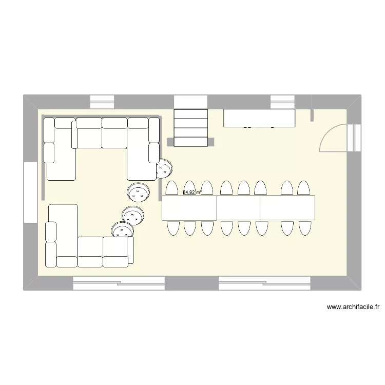 Plan Test canap&eacute; Louise. Plan de 1  et 55 m²