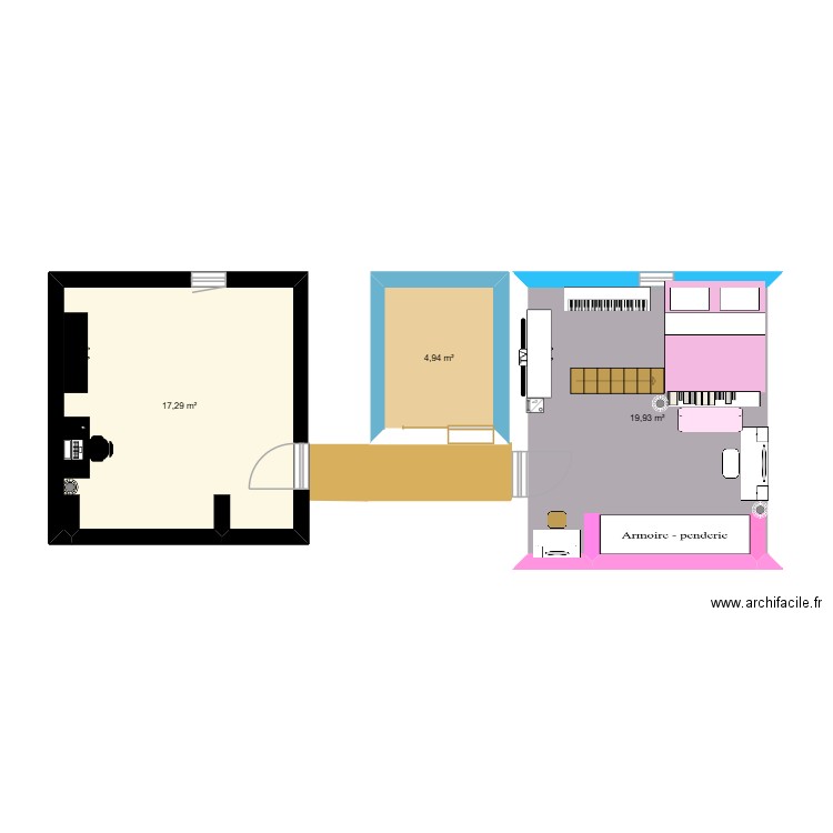 moichambre. Plan de 3 pièces et 42 m2