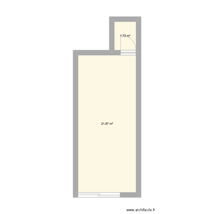 Restau fan hock. Plan de 2 pièces et 24 m2