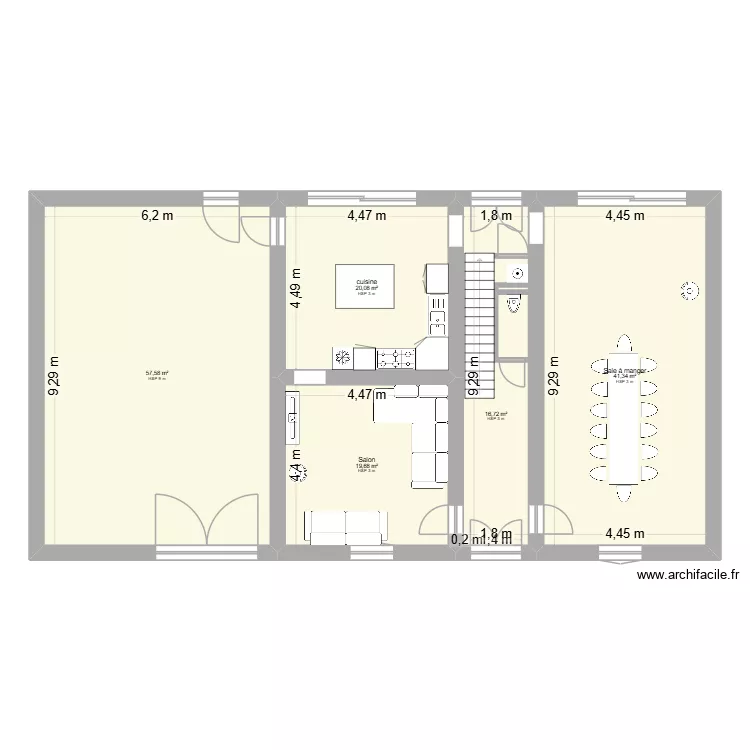 Rez G&icirc;te Malonne. Plan de 5  et 155 m²