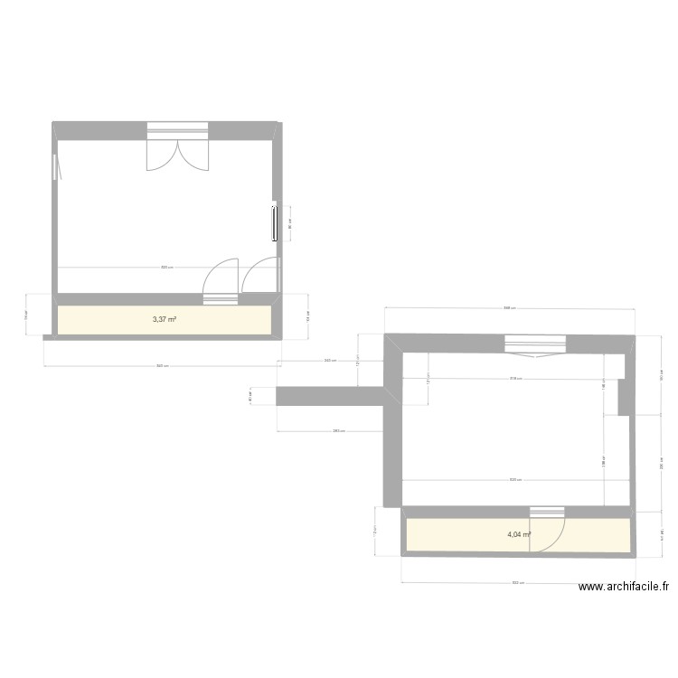 cuisine. Plan de 2 pièces et 7 m2