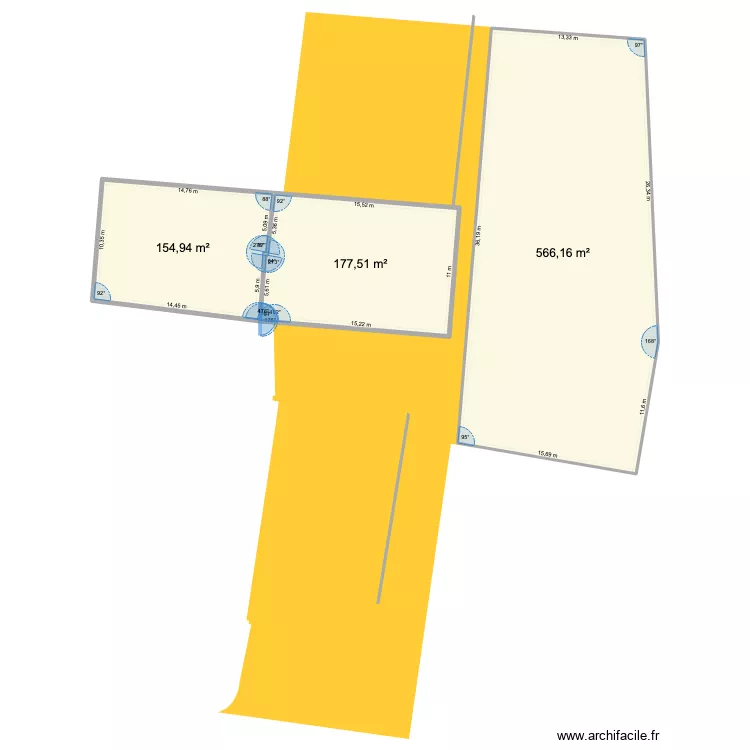 Galinou terrain. Plan de 3  et 899 m²