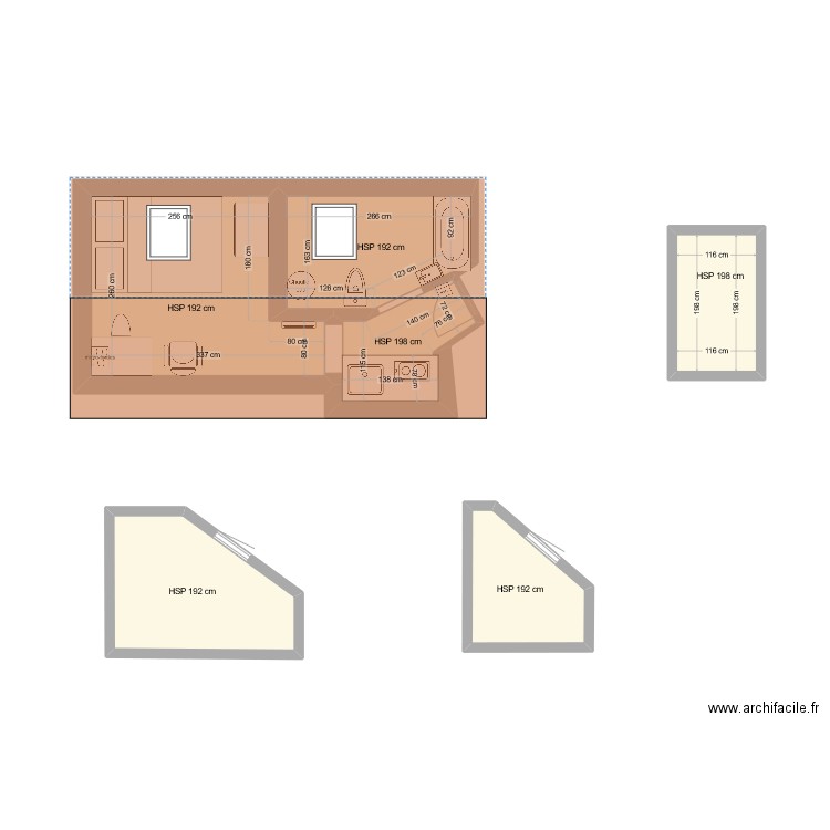 25 trevise. Plan de 6 pièces et 22 m2