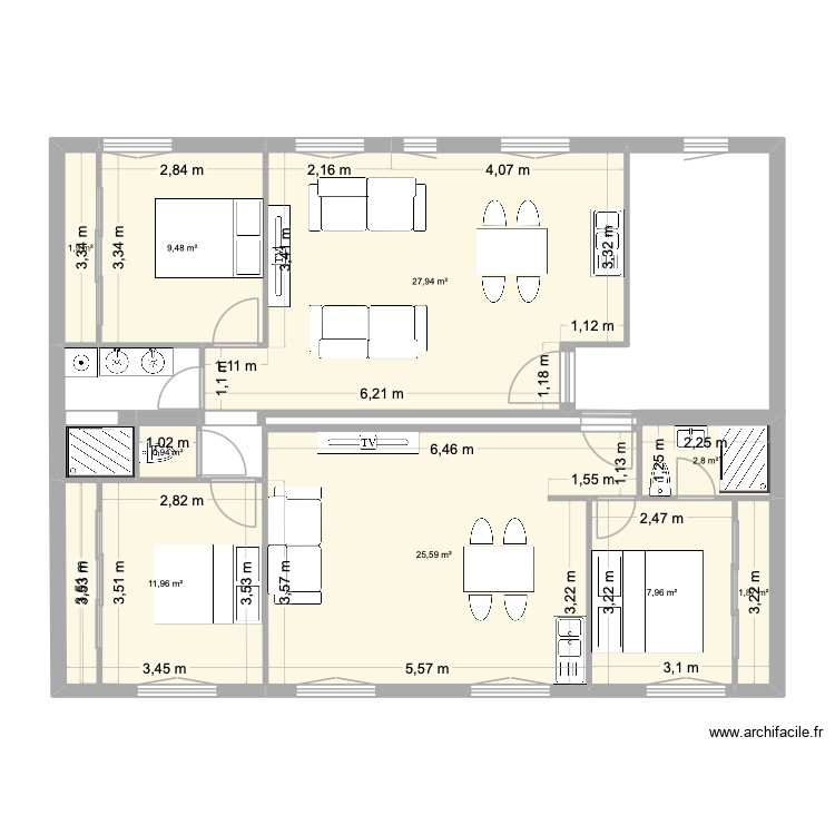 premier &eacute;tage renov V4. Plan de 0 pièce et 0 m2