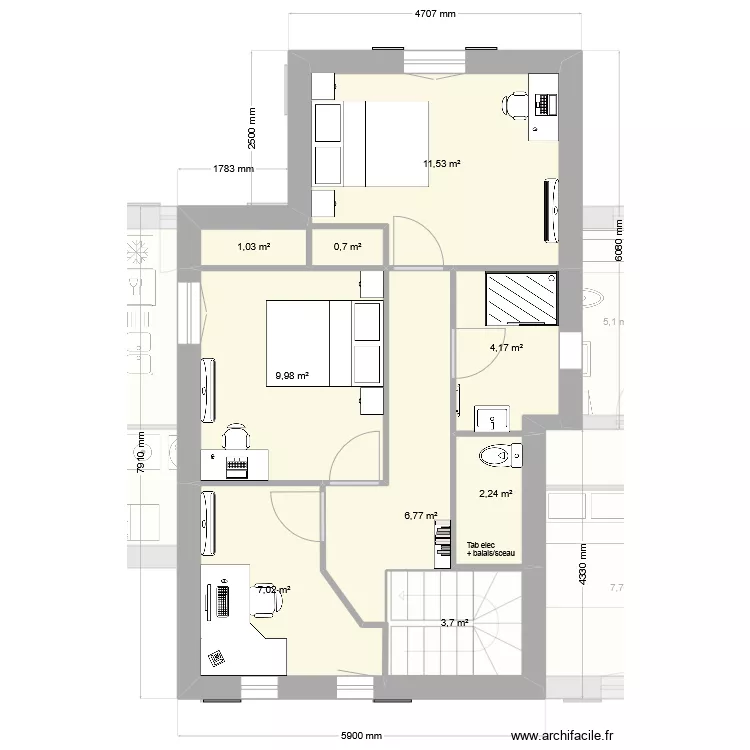Projet a 5m. Plan de 