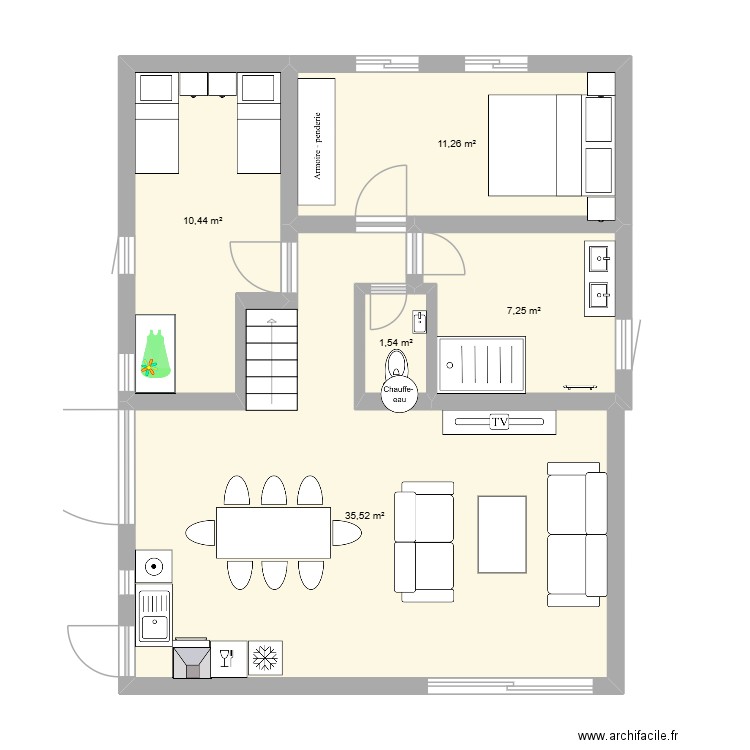 plan gite 2. Plan de 5 pièces et 66 m2