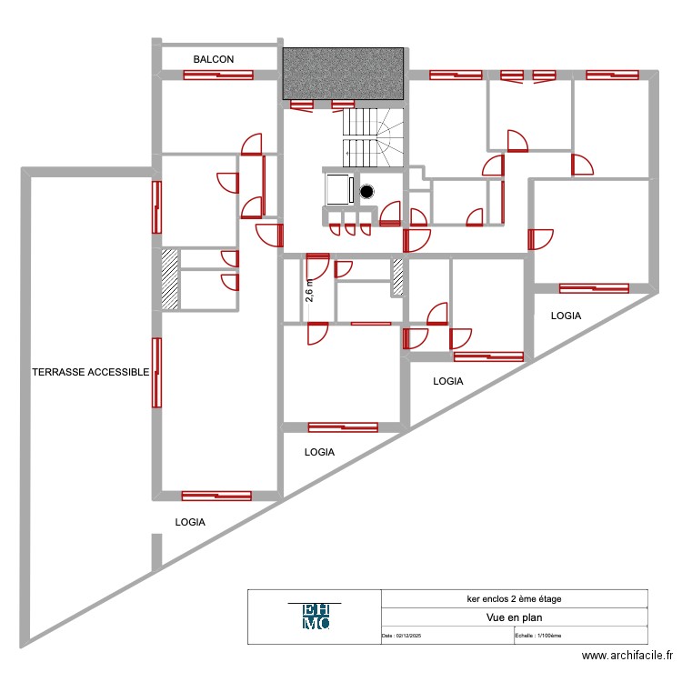 KER ENCLOS 2 ème. Plan de 23 pièces et 186 m2
