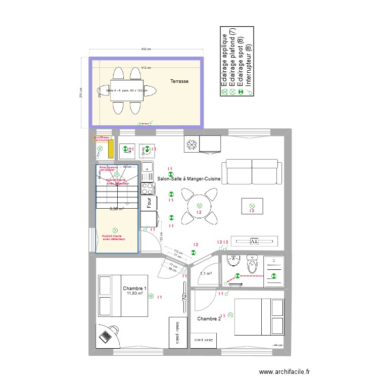 immeuble1 1er/2ème Eclair  V4  sol b T3. Plan de 0 pièce et 0 m2
