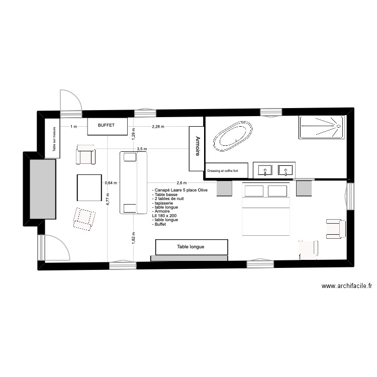 mars sac étage 2. Plan de 1 pièce et 63 m2