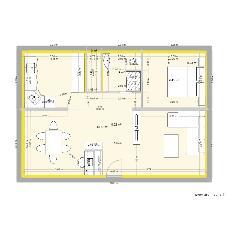 Maison Plage Base Bis dec25. Plan de 7 pièces et 59 m2
