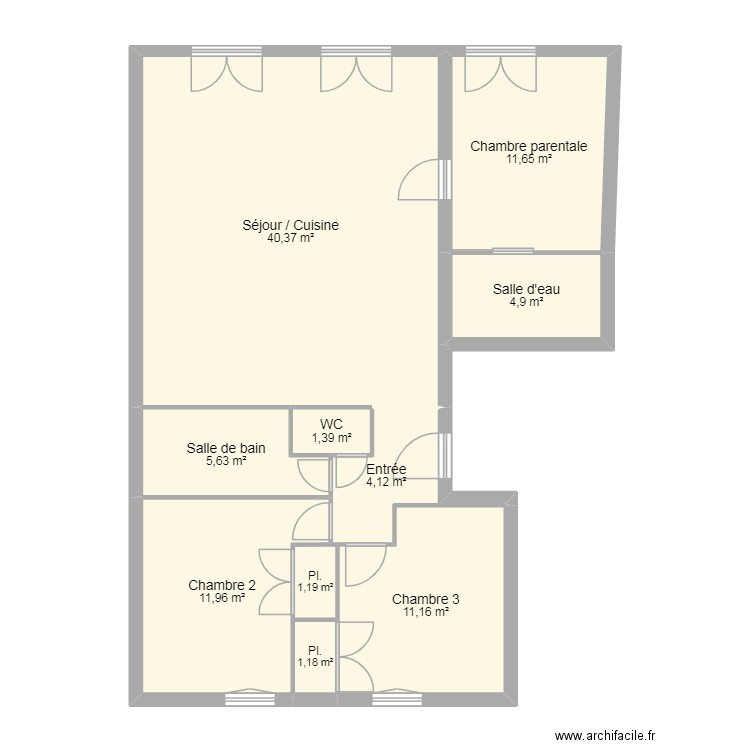 Appart Béziers a rénové. Plan de 10 pièces et 94 m2