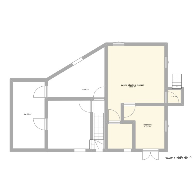 maison. Plan de 5 pièces et 78 m2