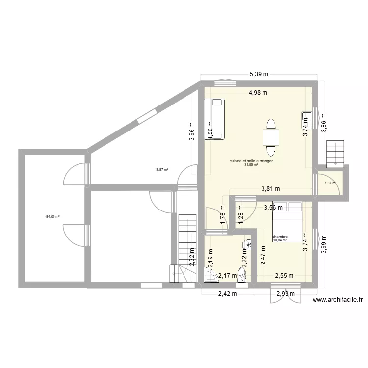 maison. Plan de 5 pièces et 78 m²