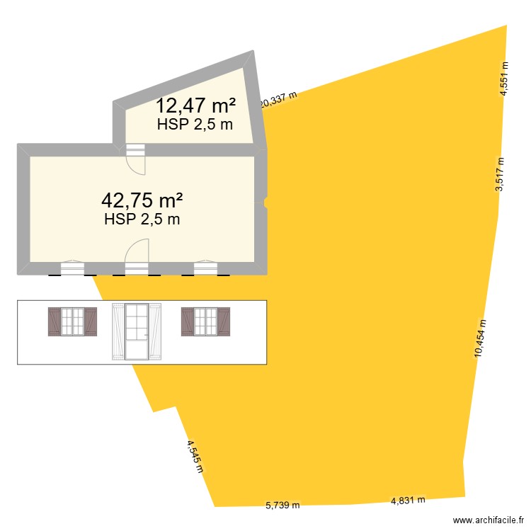 Maison st agnin. Plan de 2 pièces et 55 m2