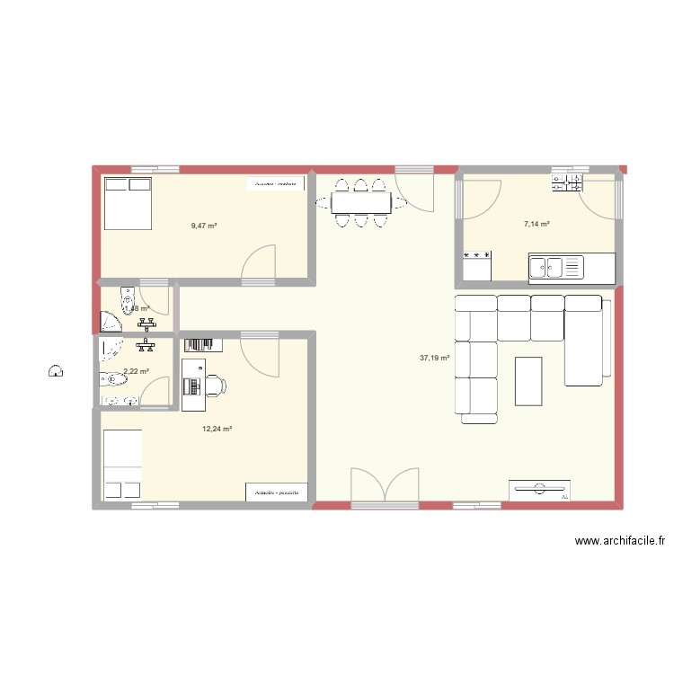 3 Pièces Zamble. Plan de 0 pièce et 0 m2