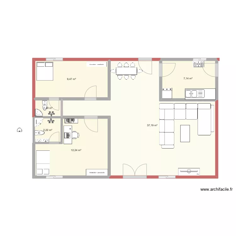 3 Pi&egrave;ces Zamble. Plan de 