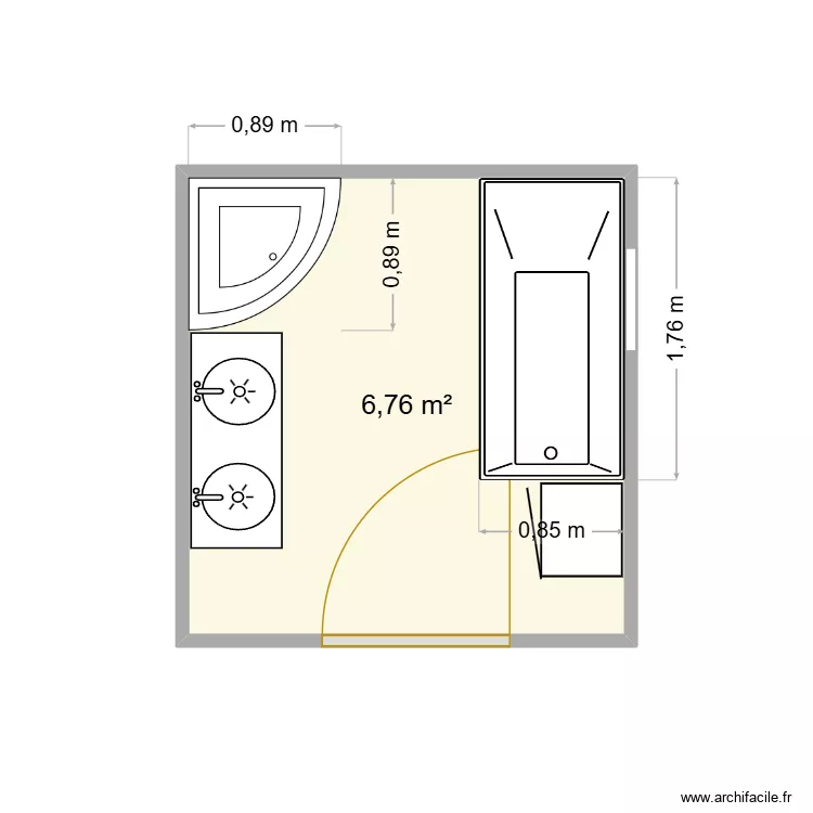 SdB. Plan de 1 Pièce et 7 m² SdB. Plan de 1 Pièce et 7 m²