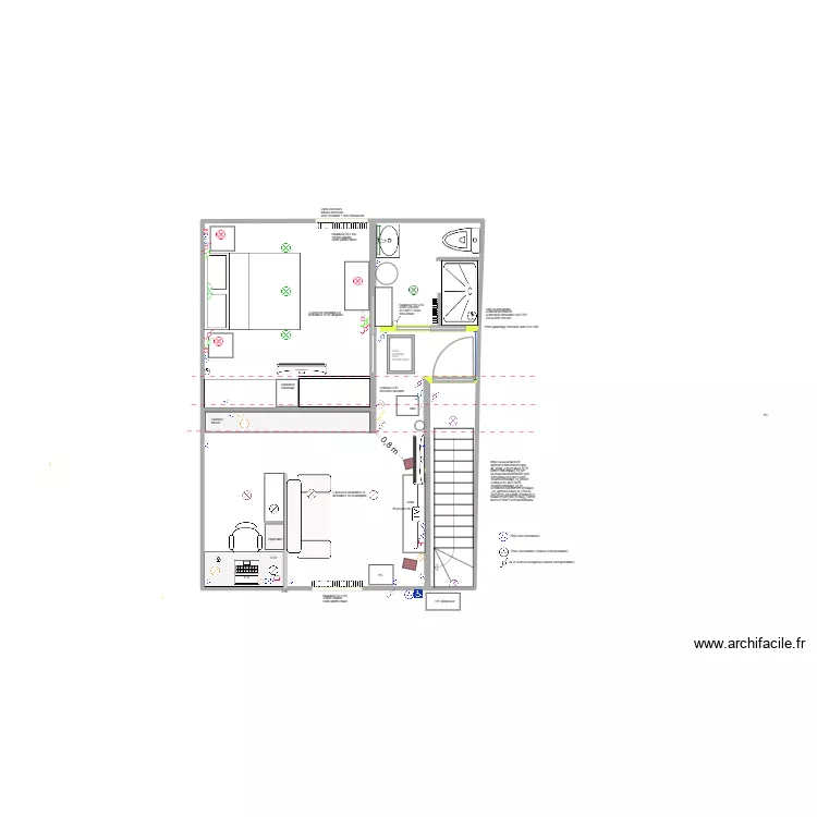 Salon avec separation + Chambre + SDB2. Plan de 3 et 41 m² Salon avec separation + Chambre + SDB2. Plan de 3 et 41 m²