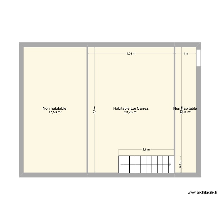 Etage à vendre. Plan de 3 pièces et 47 m2