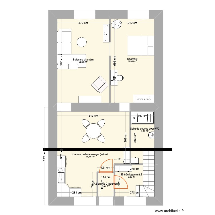 BOUBAKAR Cramans Projet. Plan de 6 pièces et 81 m2