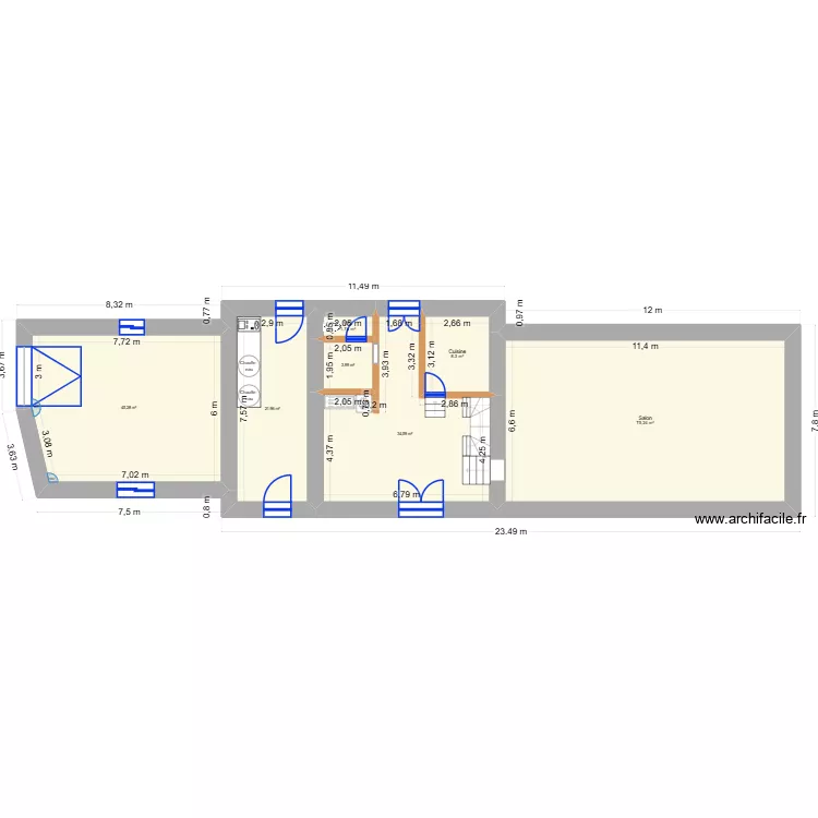 etat des lieux. Plan de 7 Pièces et 191 m²