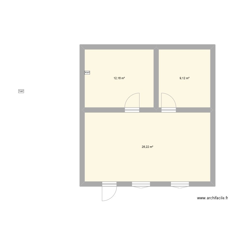 19 05. Plan de 3 pièces et 48 m2