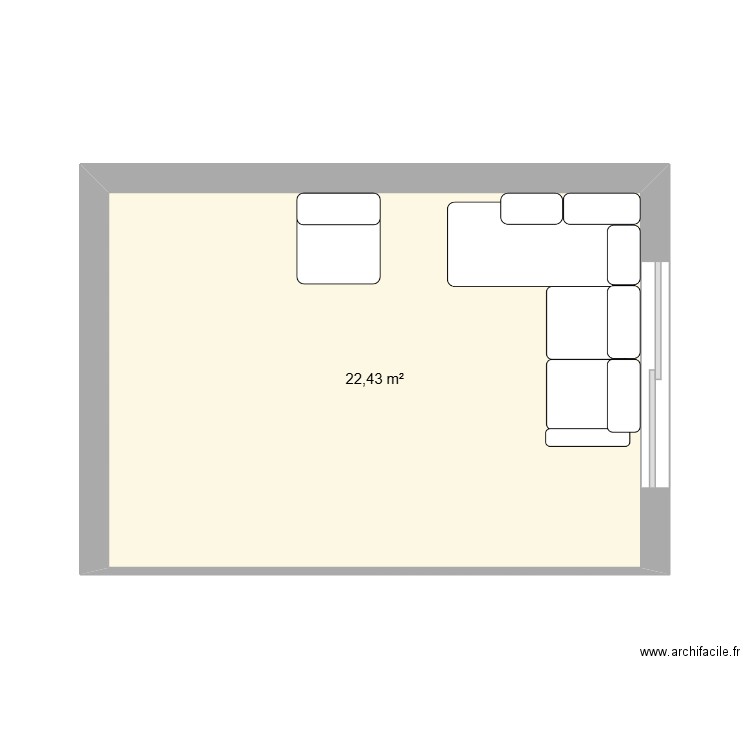 Futur salon DC. Plan de 1 pièce et 22 m2