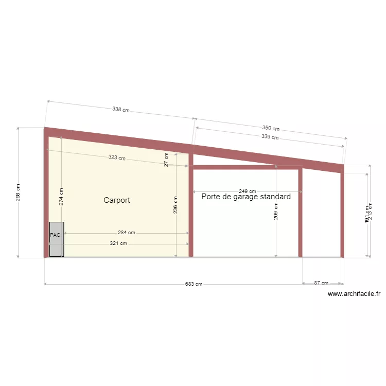 Facade garage. Plan de 
