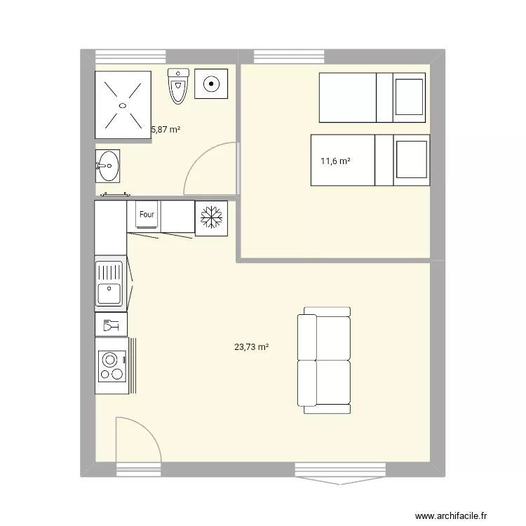 Plan second. Plan de 3  et 41 m²