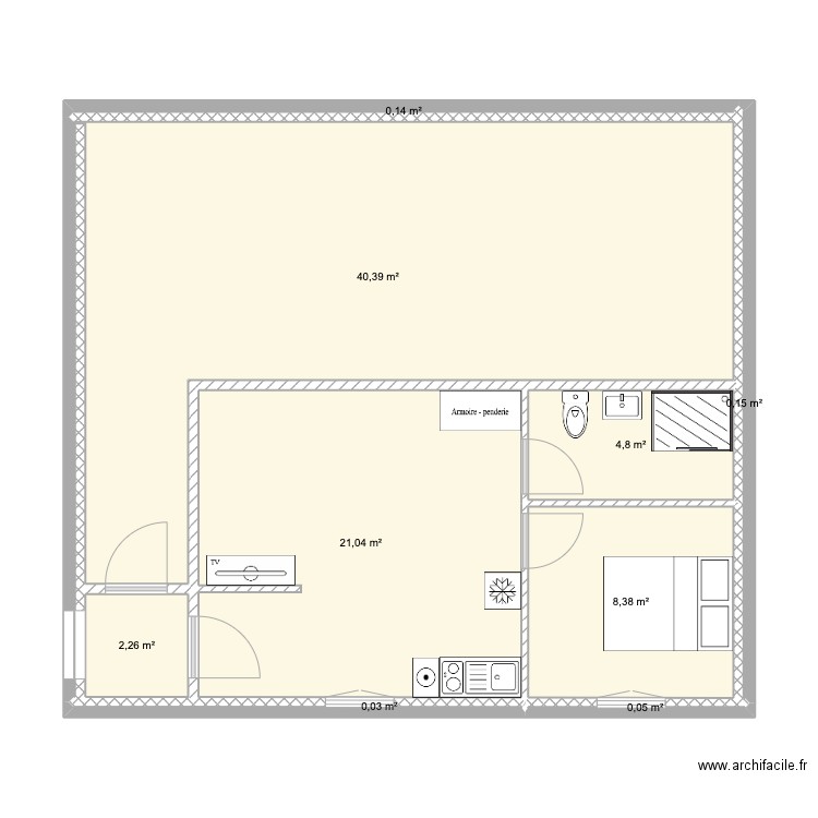 APPART 2. Plan de 9 pièces et 77 m2