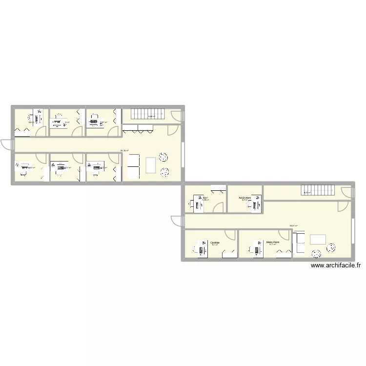 OTPV. Plan de 14 pièces et 143 m²