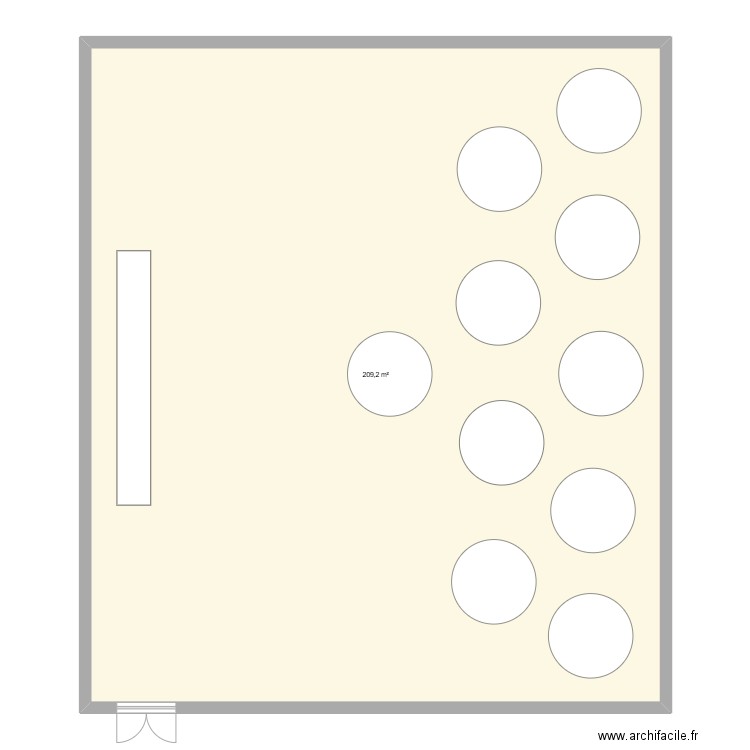 Salle mariage . Plan de 1 pièce et 209 m2